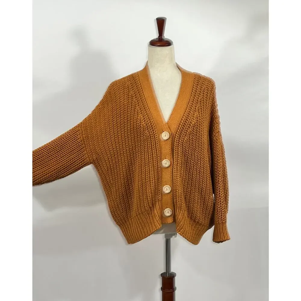 BABAA Sz OS S M L Cardigan No 18 Mi Tierra Rust Burnt Orange Cotton - Picture 2 of 12